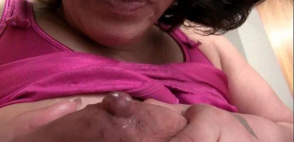  Lactating granny drinks her own milk and masturbates